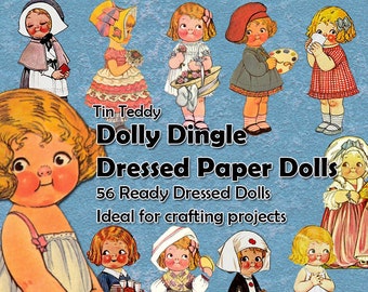 Dolly Dingle 56 Paper Dolls For Crafting - Digital Ready To Use Dollies, Printable Paper Doll, Mixed Media Collage