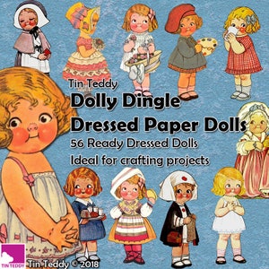 Dolly Dingle 56 Papierpuppen zum Basteln - Digital Ready To Use Dollies, druckbare Papierpuppe, Mixed Media Collage