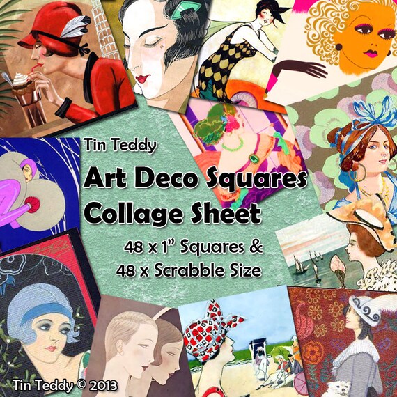 1 Inch Squares and Scrabble Sized .75 x .83 Printable for Jewelry /& Crafts Japan Vintage Japanese Artwork Digital Collage Sheet