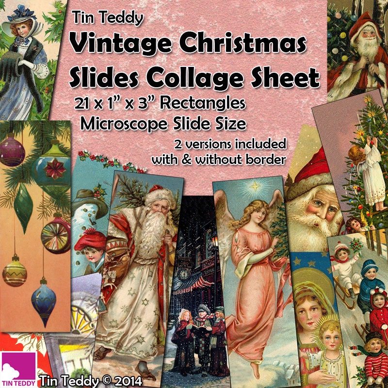 Vintage Christmas Microscope Slides Digital Collage Sheet | Etsy