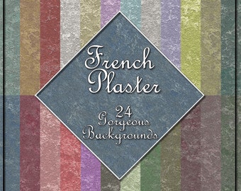 French Plaster Digital Paper 24 Shabby Style Distressed Backgrounds for Scrapbooking Birthday Card Making & Other Crafts