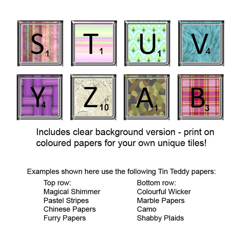 letter tiles digital collage sheet 1 inch squares alphabet etsy