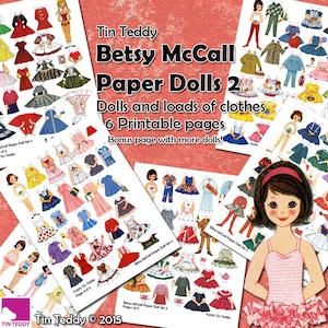 1950s Dress Up Paper Dolls Set 2 - Digital Printable Vintage Betsy McCall Paper Dolls and Lots of 1950s Style Clothes for the Dollies