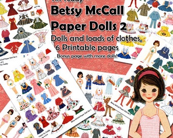 1950s Dress Up Paper Dolls Set 2 - Digital Printable Vintage Betsy McCall Paper Dolls and Lots of 1950s Style Clothes for the Dollies