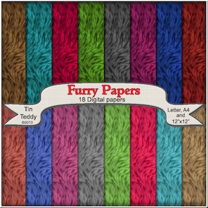 Digitale harige papieren - afdrukbare bontachtergronden voor uw knutselprojecten, scrapbooking en meer Instant Download bontpapier bont afdrukbaar