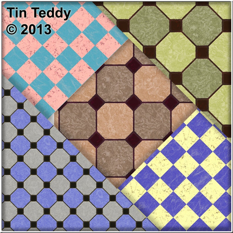 Printable Tiles Backgrounds for Tiled Crafting Projects Scrapbooking /& More Instant Download Kitchen Floors Digital Papers