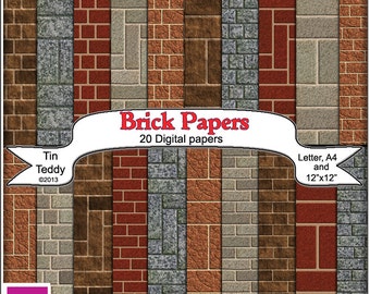 Bricks Digital Papers - 20 Versatile Backgrounds for Crafting Projects, Scrapbooking etc Instant Download