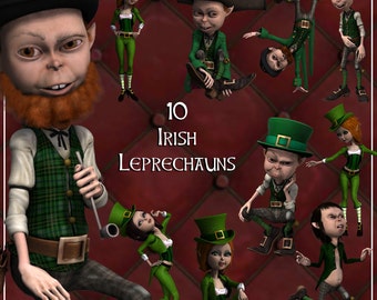 Irish Leprechauns Clip Art, Digital ClipArt for Scrapbooking, Card Making, St Patrick's Day etc - Instant Download