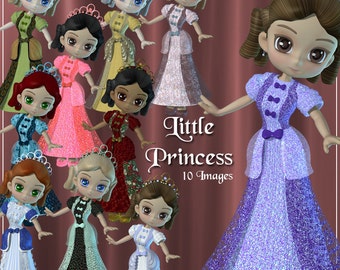 Little Princess Digital Clipart - 10 Pretty Girls for Scrapbooking, Birthday Card Making etc Princess Clip Art Images for Crafting