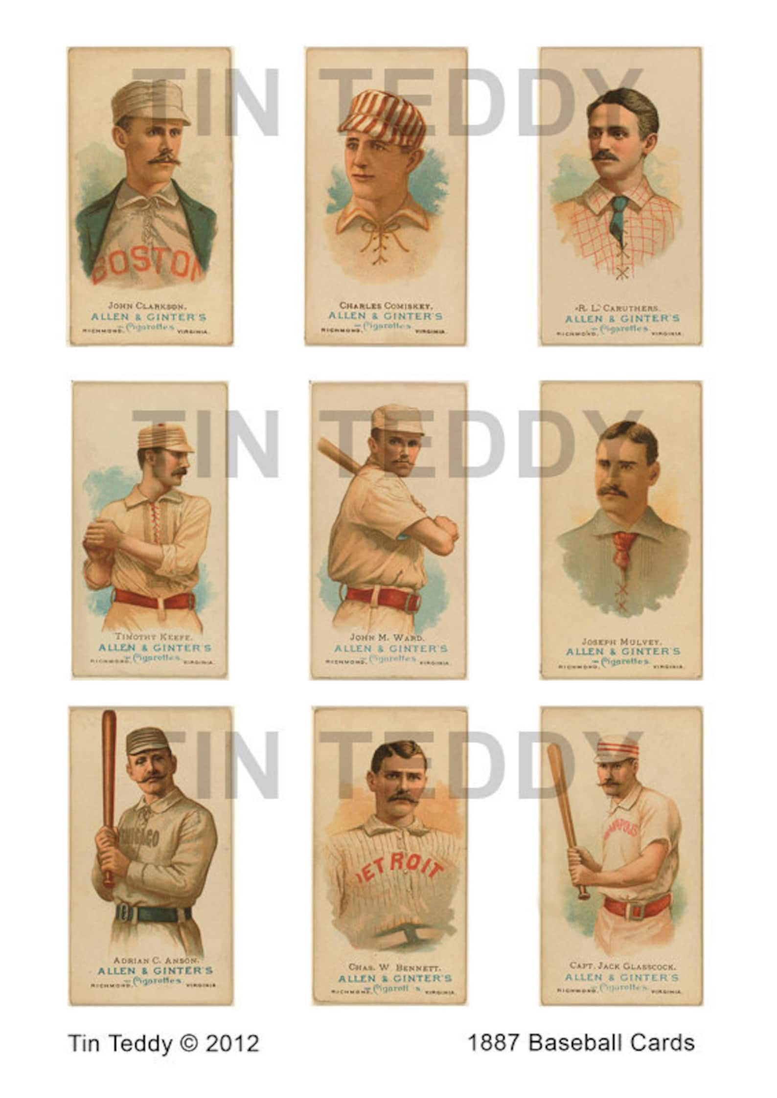 Baseball Players 1887 Vintage Digital Collage Sheet Etsy
