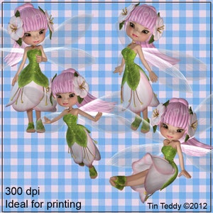 Sakura Cherry Blossom Fairy Digital Clip Art for Scrapbooking, Card Making, Decoupage Instant Download image 3