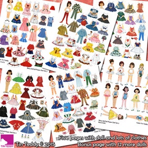 1950s Dress Up Paper Dolls Set 2 Digital Printable Vintage Betsy McCall Paper Dolls and Lots of 1950s Style Clothes for the Dollies image 2