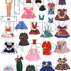 1950s Dress Up Dolls Digital Paper Doll Set 1 Printable Vintage Betsy McCall Paper Dolls and Lots of 1950s Style Clothes for the Dollies image 3