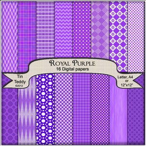 Digital Paper - Royal Purple Coordinated Printable Backgrounds for your Scrapbook, Card making and Other Crafts
