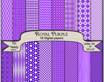 Digital Paper - Royal Purple Coordinated Printable Backgrounds for your Scrapbook, Card making and Other Crafts