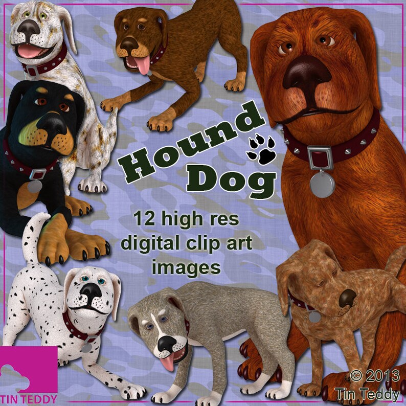 Hound Dogs 12 digital clip art images of slightly scruffy mutts for your crafts Instant Download, Hound Dog Clip Art Images image 1