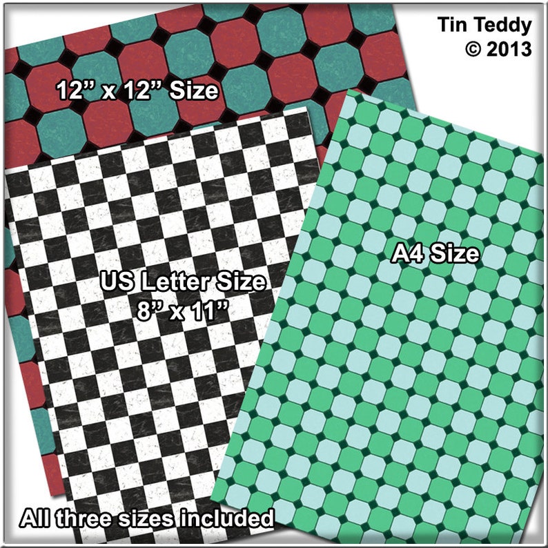 Printable Tiles Backgrounds for Tiled Crafting Projects Scrapbooking /& More Instant Download Kitchen Floors Digital Papers