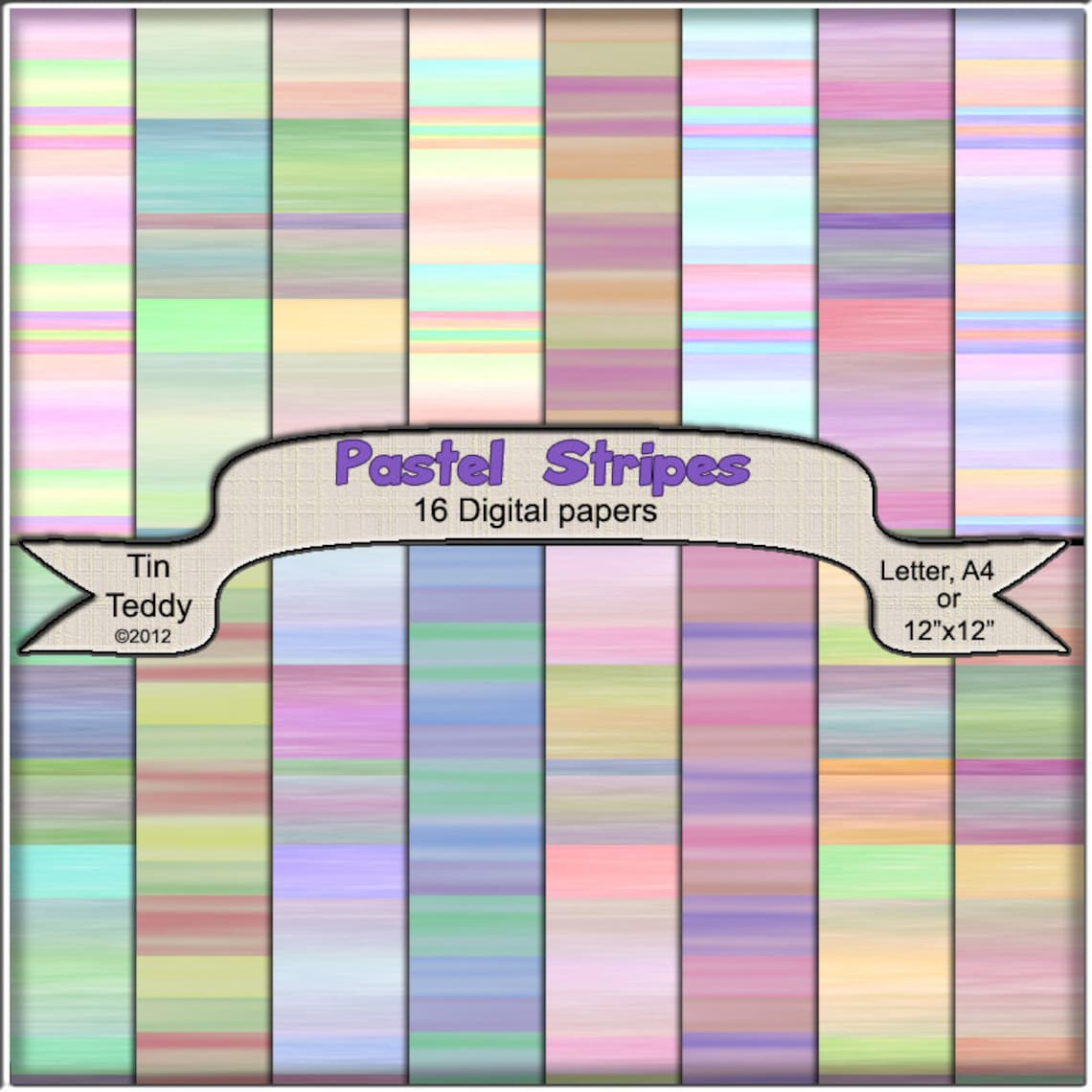 Pastel Stripes Digital Papers 16 Soft Striped Printable - Etsy