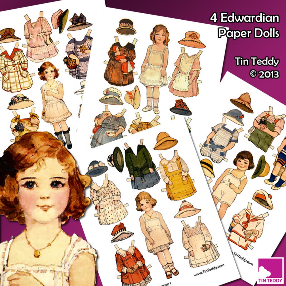 Edwardian Paper Dolls Digital Collage Sheets 4 Printable | Etsy