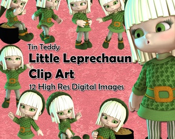 Little Leprechaun Clipart - 12 digital images  of cute Irish Leprechauns for St Patrick's Day crafting and more Leprechaun Clip Art