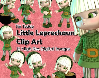 Little Leprechaun Clipart - 12 digital images  of cute Irish Leprechauns for St Patrick's Day crafting and more Leprechaun Clip Art