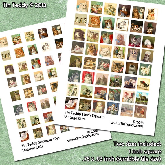 1 Inch Squares and Scrabble Sized .75 x .83 Printable for Jewelry /& Crafts Japan Vintage Japanese Artwork Digital Collage Sheet
