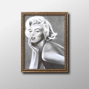 Original Marilyn Monroe Pencil Drawing Portrait. Original artwork. Sketch Pencil drawing. Wall collectible Norma Jean Memorabilia Fan Art