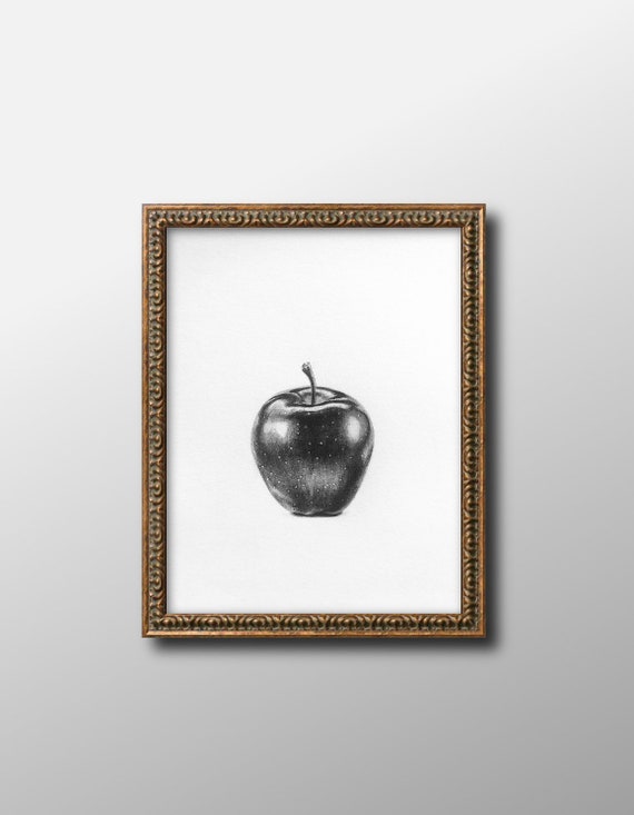 Apple Pencil Drawing Art Print, Kitchen Foodie Illustration - Etsy