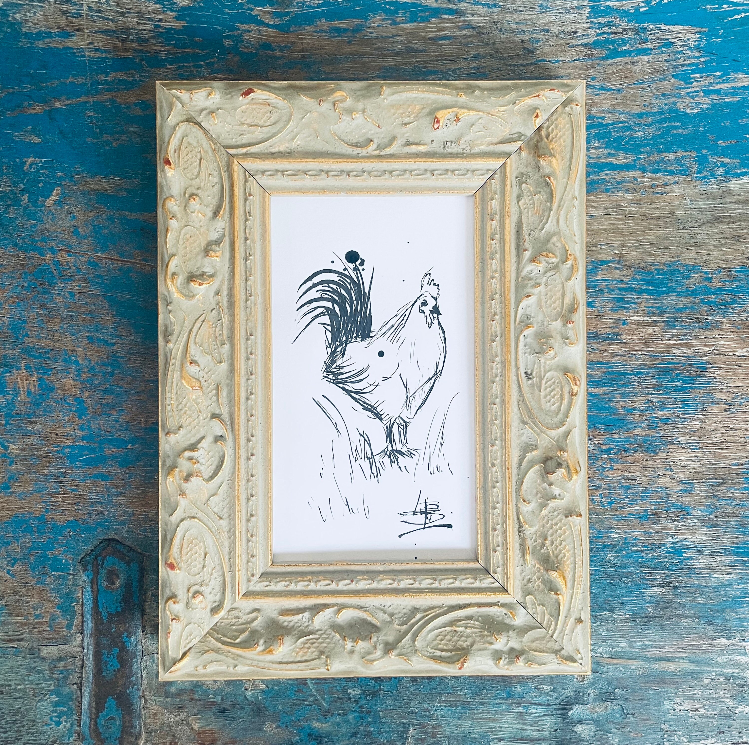 Chicken Shadow Ink Original Hen Ink Drawing Art. Wildlife Art. Original Unframed ...