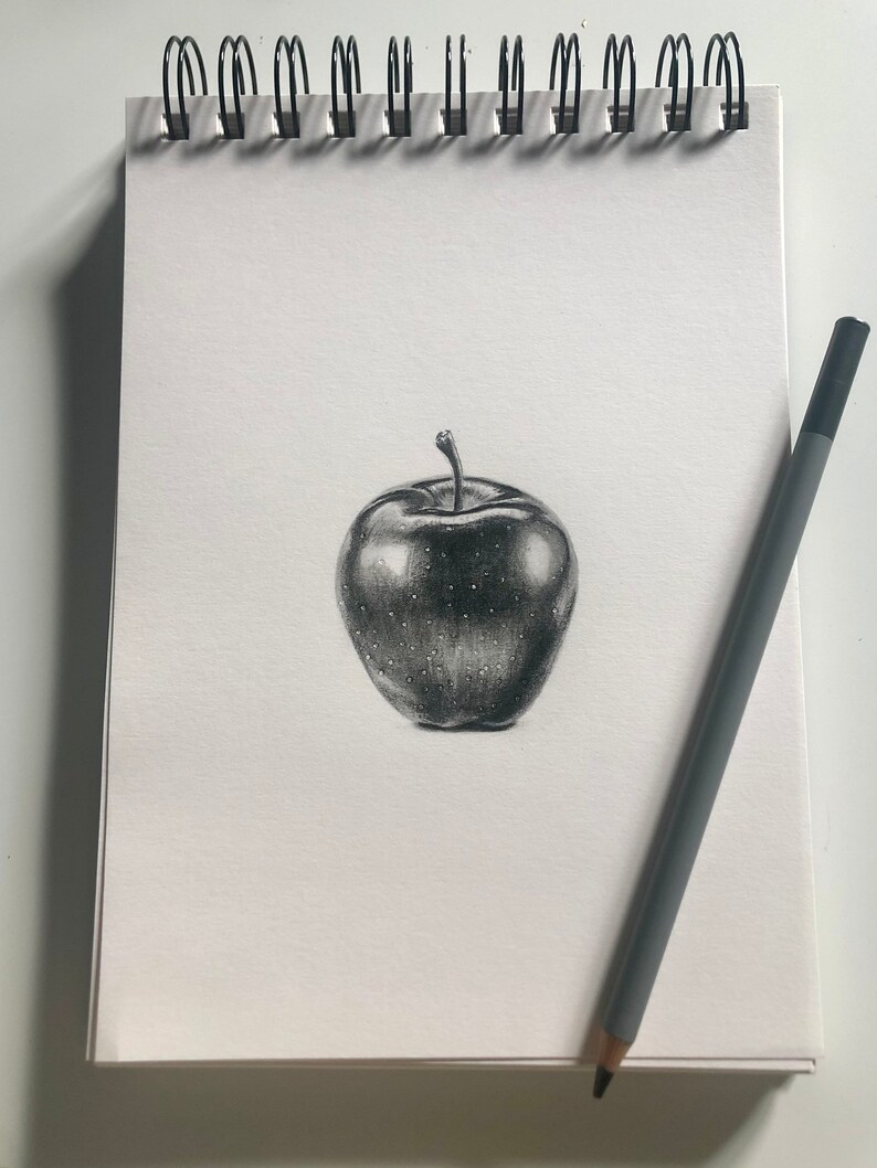 Printable Red Applepencil Drawing . Original Art 