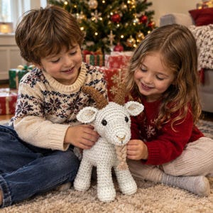 Crochet Goat Pattern PDF, Amigurumi Goat Tutorial, Large Farm Animal Plushie, Stuffed Goat Digital Download, English Crochet Pattern