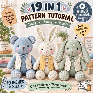 19 Inch Memory Bear Sewing Pattern, Teddy, Bunny, Rabbit (PDF Tutorial)