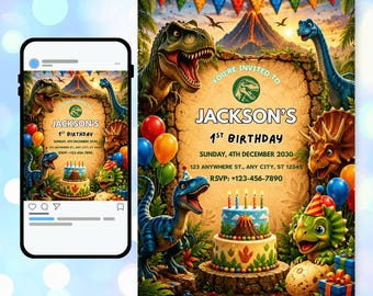 Editable Jurassic Park Birthday Invitation | Digital Download | Printable Invite