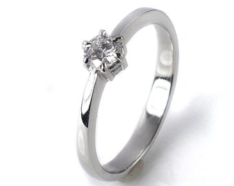 Bague de fiançailles romantique en or blanc, bague de proposition avec un beau diamant blanc de 0,25 ct de qualité wsi.