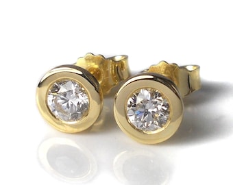 Boucles d'oreilles diamant en or jaune 585/000 avec 2x 0.25 tw si1 diamants