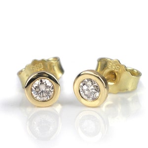Diamant Ohrschmuck Stecker in Gelbgold 585/000 mit 2 Diamanten 0.08 ct. w si1