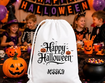 Personalized Happy Halloween Bag | Custom Name Halloween Treat Bag | Halloween Candy Bag | Trick or Treat Bag | Spooky Season Gift