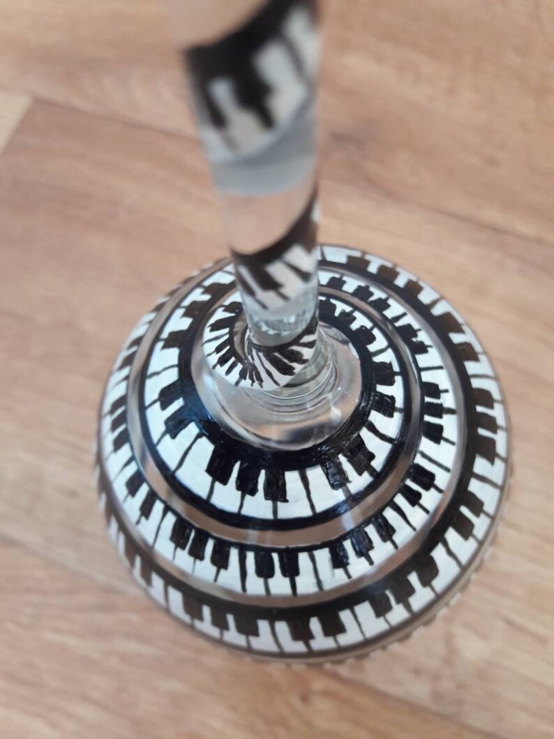 Handpainted Piano keys wine glass. Piano keys music. Large Etsy