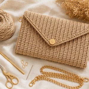 Beginner Crochet Clutch Bag Pattern, Envelope Purse PDF (Instant Download)