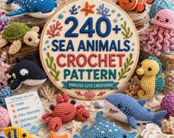 240+ Sea Animals Crochet Patterns Bundle | Ocean Amigurumi, Marine Creatures (PDF Download)