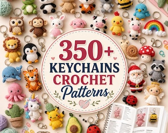 350+ Crochet Keychain Patterns Bundle | Amigurumi Animal, Food, Flower Charms (PDF)
