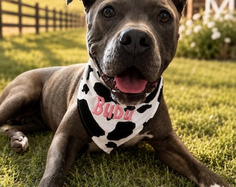 Personalized Cow Print Dog/Cat Tie On Bandana 100% Cotton
