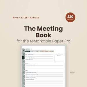 Meeting Notebook Undated Planner for reMarkable Paper Pro, Cornell Dot Grid Note Taking Template, Minutes and Agenda, 2051 Pages