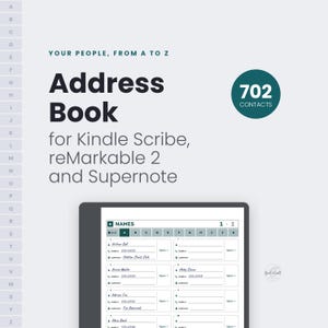 Kindle Scribe Address Book, reMarkable 2 Supernote Template, Alphabetical Contact Organizer, Gift Anniversary Log, Grey Color PDF