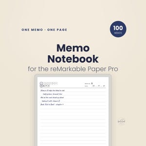reMarkable Paper Pro Digital Notebook, Wide Ruled Memo Pad, Undated Daily Journal, Sunday Monday Start, 100 Numbered Entries, Linked PDF