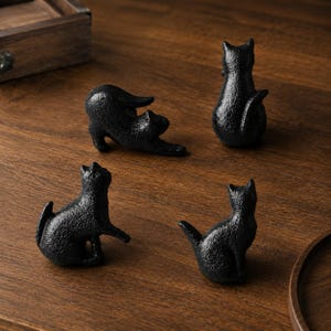 Katzen-Schrankknöpfe, Schubladengriffe mit schwarzen Katzenmotiven, Tiermöbelbeschläge, einzigartige Küchenschrankgriffe, Geschenkidee für Katzenliebhaber, verspielte Dekoration