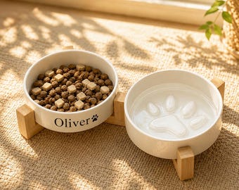 Geschenk für Tierliebhaber, personalisierter Hundenapf, handgefertigter Keramiknapf für Haustiere, individuell gestalteter Tonnapf, einzigartiger Keramik-Futternapf für Hunde