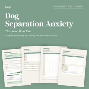 Dog Separation Anxiety Training Plan - Home Alone Guide + 5 Printable Trackers | Instant Download PDF