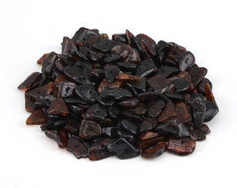 Natural Baltic Amber Beads Polished Cherry Dark Black Color Chips Nuggets Loose Drilled Hole M Size 9-11 mm