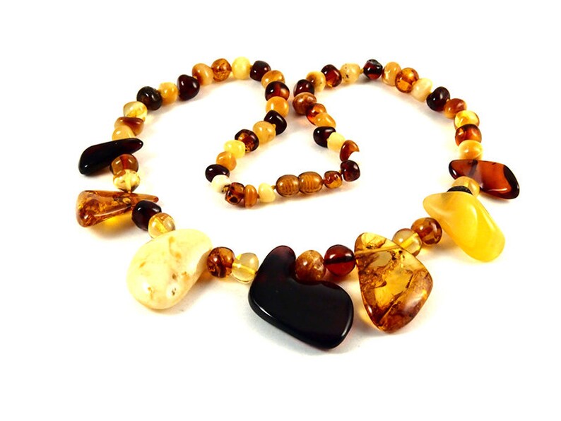 Authenticbaltic Amber Necklace Tribal Style Multi Color Various Form Stones 52 Cm Inches Beaded Necklaces Jewelry Somoto Cz